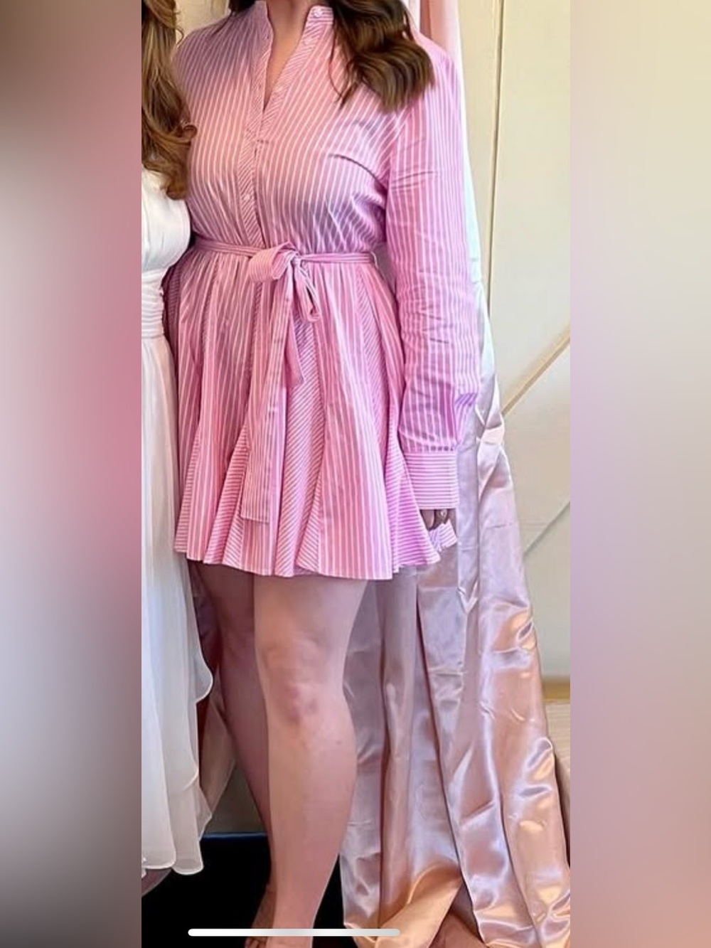 Steve Madden Pink Striped Pleated Mini Skirt with Tie Waist
